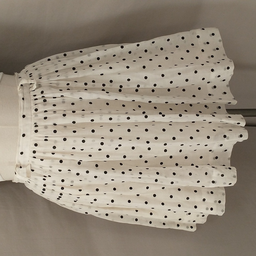 Vintage Polka Dot Flirty Mini Skirt 50s 60s Sheer Cotton USA Made Fun Feminine - Picture 2 of 10